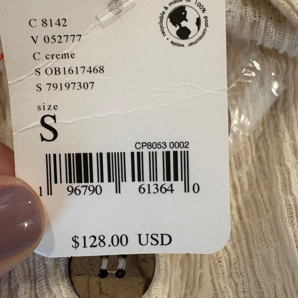 NWT Free People pants jumpsuit Cream Button-Up - Picture 7 of 7